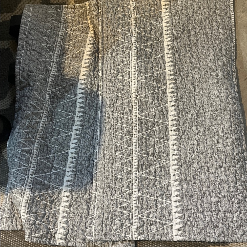 Gray and White Textured Quilted king pillow cases